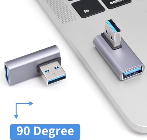 Image of MICROWARE USB 3.0 90 Degree Adapter, 10Gbps USB A Extension Extender, USB 3.0 Type A to Type A Male to Female Adapter, 90 Degree USB 3.0 Adapter for Camera, USB hub, Mouse, Printer
