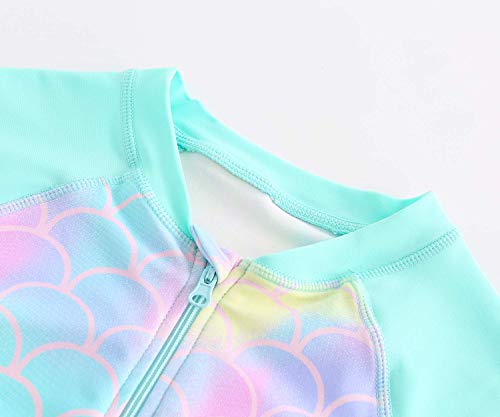 Image of Moon Tree Girls One Piece Swimsuits Long Sleeve Rash Guard Zipper Front Bathing Suit UPF 50+