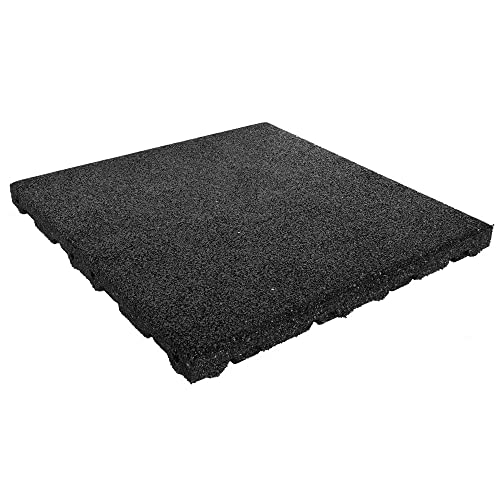 IVOL Dalle en caoutchouc anti-chute - 75 mm de hauteur - 50 cm x 50 cm (noir)