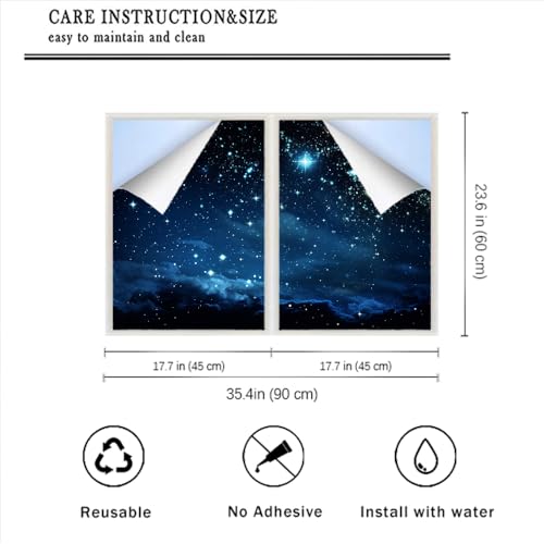 Vinilo decorativo para ventana con diseño galaxia, 2 piezas miniatura 2