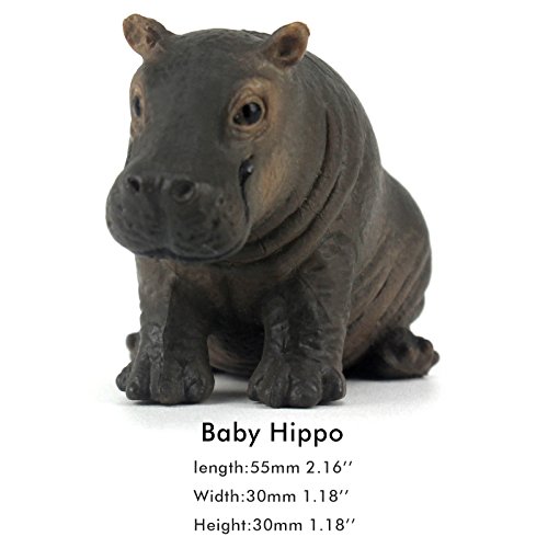 FUNSHOWCASE African Jungle Animals Toy Hippos Hippopotamus Figure Realistic Plastic Figurine Playset Lot 4-Piece