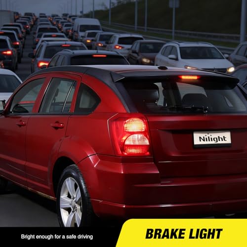 Image of Nilight Third Brake Light Tail High Mount 3rd Stop Lights Red Lens for Dodge Caliber 2007-2012 Durango 2011-2017 Jeep Cherokee 2011-2017 Compass 2007-2016 Van SUV Rear Center Cab Lamp
