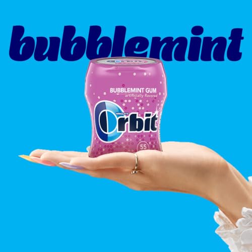 ORBIT Bubblemint Sugar Free Chewing Gum, 55 Piece Bottle, 4 Pack Bulk | Sweet and minty bubble gum sugar free for after meals, busy days, travel and commutes, gift box, lunch box, bulk gum - image 3