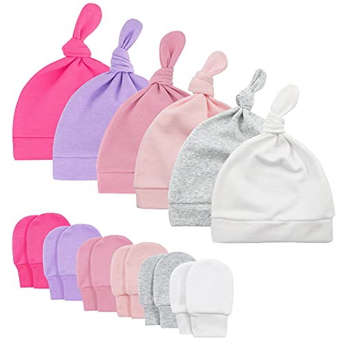Image of Durio Newborn Baby Hat Mittens Soft Baby Hat and Mittens Set Cute Baby Mittens 0-6 Months Hat Mittens for Baby Girls Boy