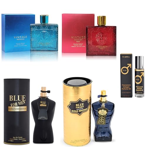 Men's Cologne Gift Set - Variety Pack of 4 Long Lasting Fragrances with 10ml Pheromone Cologne for Men Kit EDP/EDT (Combo J)