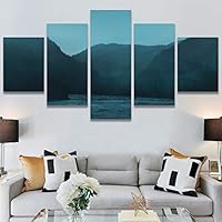 SIGNWIN 5 Panel Canvas Wall Art Landscape Mountain for Home Decorations Ready to Hang - 60