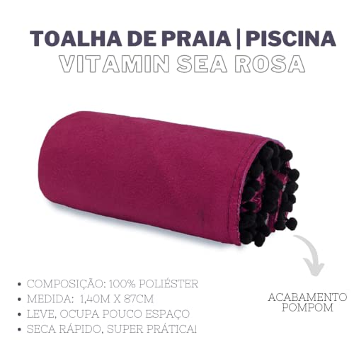 Toalha de Praia Grande Adulto Unissex Seca Rapido Viagem Personalizada Banho 87x1,40 (Sea Rosa)