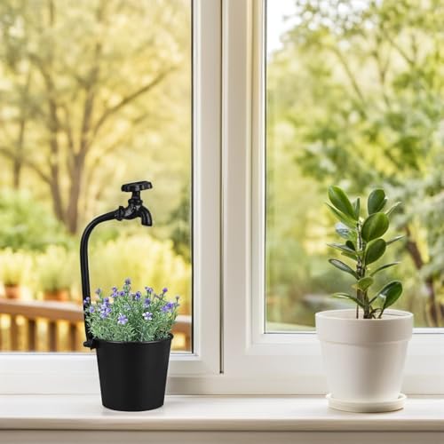 Pot de fleurs forgé vintage extérieur intérieur avec support robinet - 7
