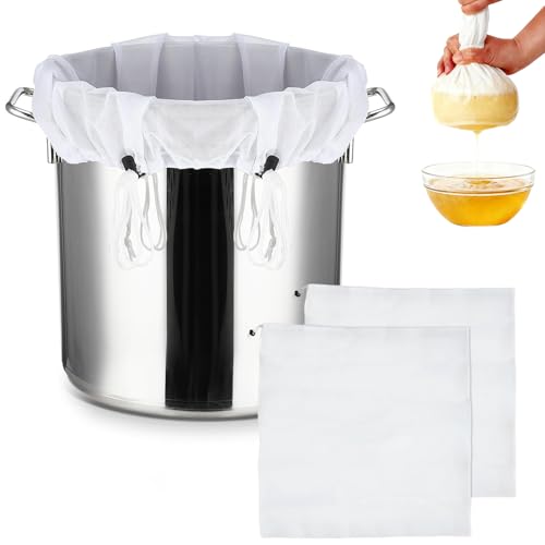 ChioSun Brew Bags 46x40cm 2Pcs Drawstring Straining Bag Reusable Fine Mesh Filter Bags for Home Brewing Wine Making & Nut Milk Press Strainer Jelly Bag for Jam Making with Drawstring Closure