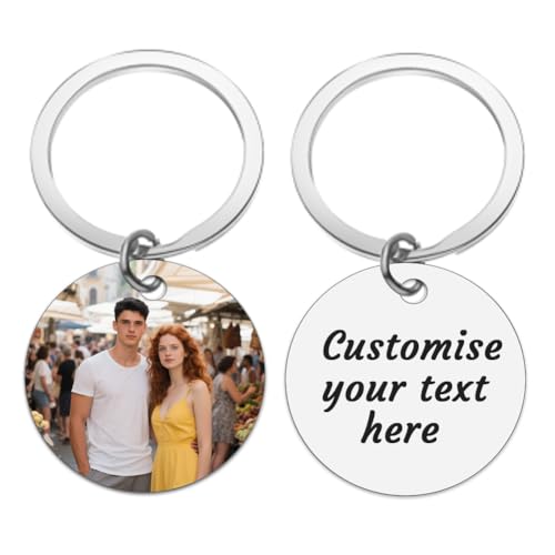 AnJeey Porta-chaves personalizado com foto e texto personalizados - presente romântico de aniversário e dia dos namorados para homens, noivo, pai - presente de dia dos namorados para ele, namorado