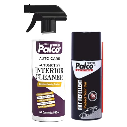 Image of PALCO Combo Auto Care 2 Products | Car Interior Cleaner Spray (500ml) with Rat Repellent Spray 150ml | Deep Cleaning, Eco-Friendly Rat Protection | Car Dashboard and Seat Cleaner Care Accessories