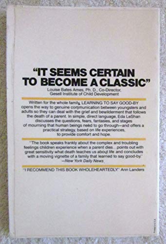 Learning to Say Good-Bye : When a Parent Dies B000OENH6Q Book Cover