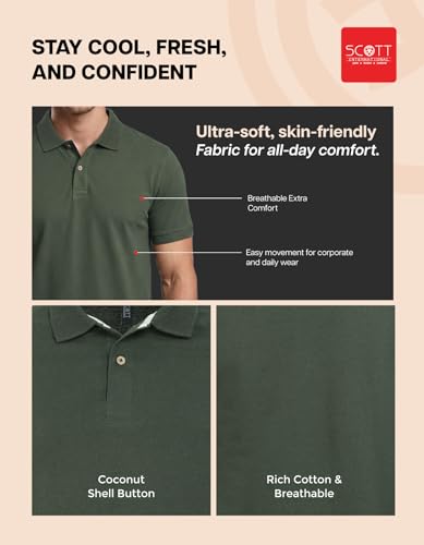 Image of Scott International Cotton Polo T Shirt | Collar Tshirts | Half Sleeves Plain T Shirt | T-Shirt |Tshirt for Men Stylish | Men's Tshirt
