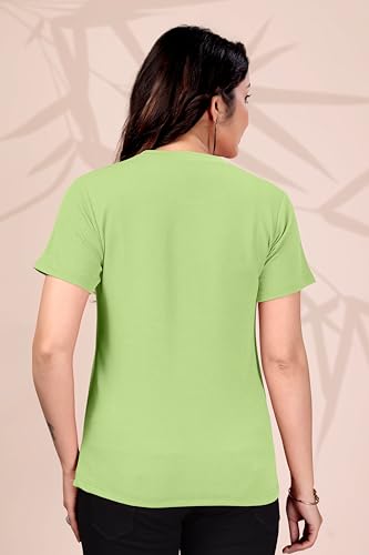 Image of Women Round Neck Printed Cotton Blend Regular Fit T-Shirt