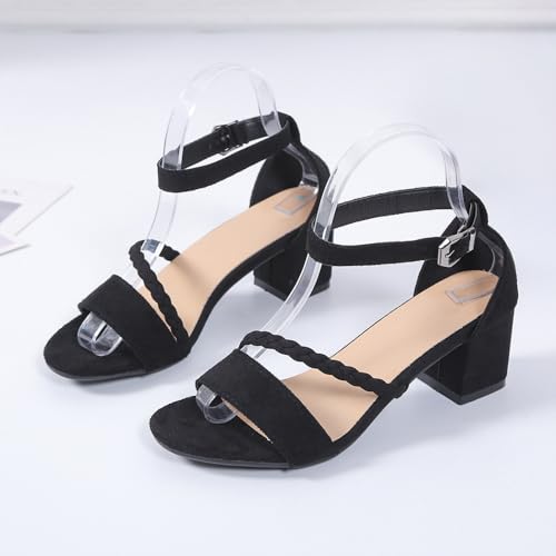 Women's Low Block Chunky Heels Sandals Open Toe Ankle Strap Heel Wedding Party Dress Pump Shoes4