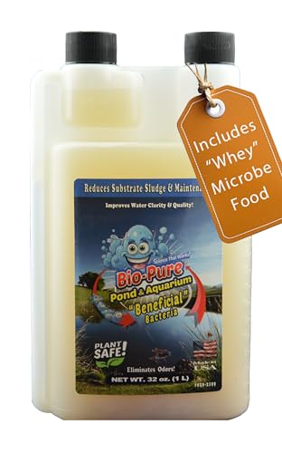 Bio-Pure Pond & Aquarium Beneficial Bacteria w/Deproteinized Whey (Microbe Nutrition) – 50/50 Dual-Action for Water Clarity + Bottom Waste – Natural Biological Cleaner for Ponds & Fish Tanks