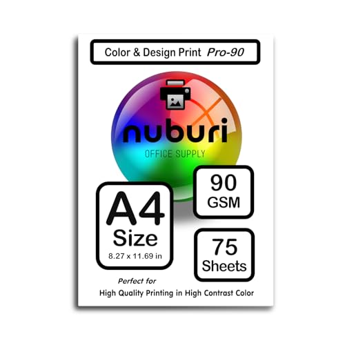A4 Size Printer Paper - Bright White Opaque - Pro Quality - 90 gsm / 24 lb (75 Sheets)