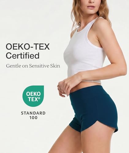 Image of LazyCozy Bamboo Viscose Sleep Shorts for Women, Soft Dolphin Lounge Shorts | Comfy Y2K Micro Mini Pajama Shorts, Lightweight Booty Shorts, Summer Pj Shorts, Knit Workout Shorts