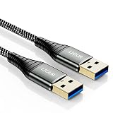 USB 3.0 Kabel【1m】,USB A Stecker auf A Stecker Nylon Verbindungskabel, 5Gbps Super Speed, vergoldeter Anschluss für HDD, DVD, Drucker, Kameras, Festplattengehäusen, 【1m/3.3 Fuß】