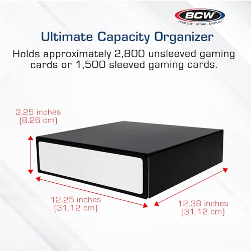BCW 3-Row Storage Box | Cardboard Organizer for Trading, Sports & Baseball Collections | Holds 2,800 Unsleeved or 1,500 Sleeved