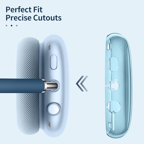 Image of Fintie Case Cover for AirPods Max Headphones, Soft TPU Clear Anti-Scratch Protective Cover, Transparent AirPods Max Headphones Accessories Skin Protector (Clear Blue)