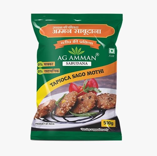 AG AMMAN Premium & 100% Natural Gluten Free Sabudana for Fasting/Upwas Tapioca Pearls Granules Sago for Fasting/Upwas (500G, Pack of 1) (B095W772GC) Amazon Price History, Amazon Price Tracker