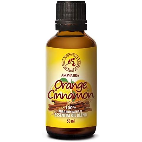 Duftmischung Zimtöl-Orangenöl 50ml - Ätherische Öle für Diffuser - Cinnamomum Zeylanicum - Citrus Sinensis - Rein & Natürlich - Aromatherapie Öle - Duftlampe Öl - Ölmischung - Süßer Duft Cover