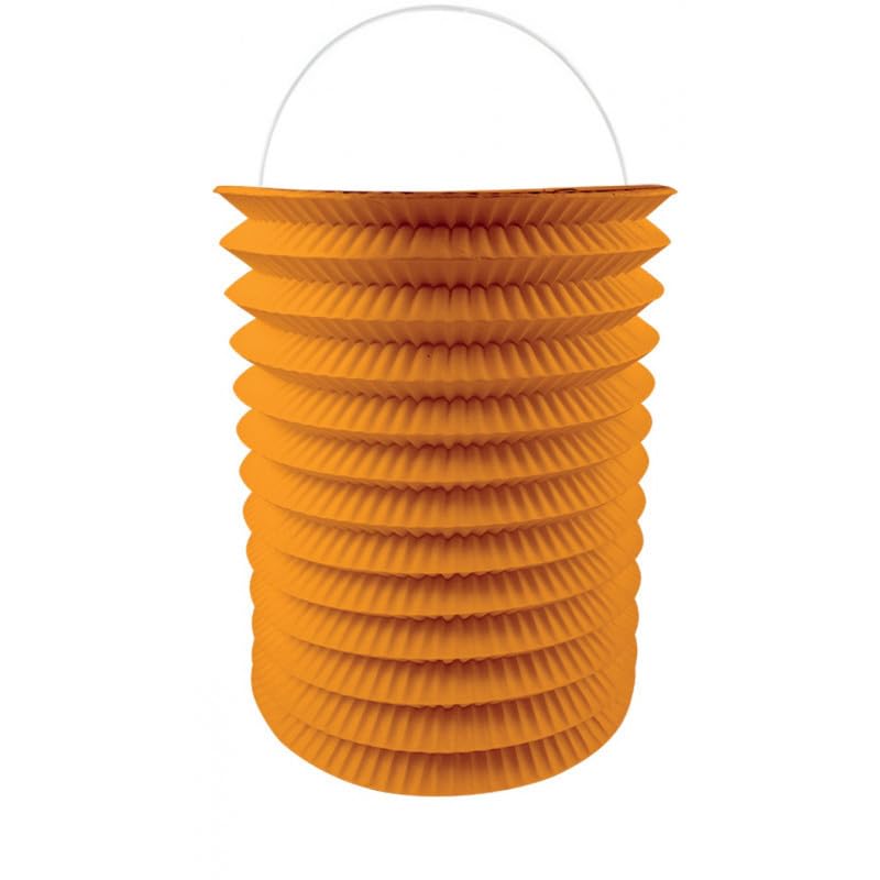 12 lampions cylindriques orange unis 16 cm