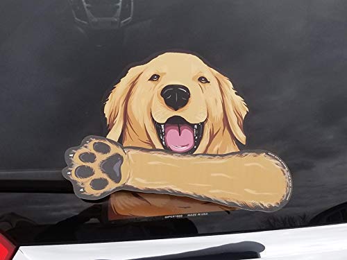 Wagging Wipers Golden Retriever Rear Window Wiper Sticker – 10" Tall, Multicolor Vinyl Decal For Cars