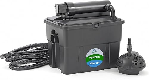 Pontec 50238 MultiClear Set 5000 - Komplettset aus Filterpumpe und Durchlauffilter , Durchlauffilterset, Mehrkammerfilter, Gartenteichfilter
