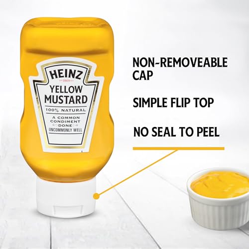 Image of Heinz 100% Natural Yellow Mustard (Forever Full, Inverted, No Seal to Peel, 16 ct Casepack, 13 oz Bottles)