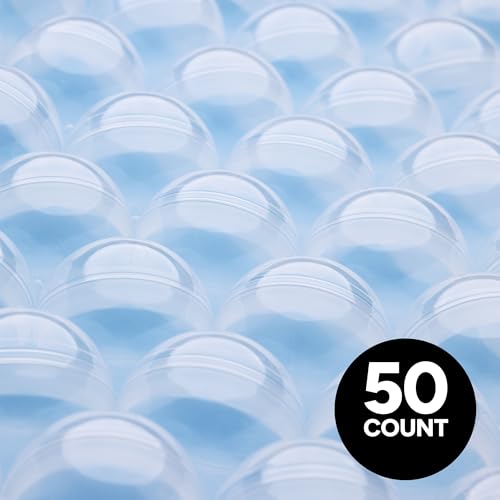 Image of Capsule Vending Machine Round 50 pcs 2 inch - Gumball Machine Capsules Bulk Clear Container - Easter Basket Stuffers Birthday Gifts Pinata Stuffers DIY Craft Supplies - Clear Capsules Empty