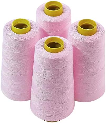 4 Large Cones (3000 Yards Each) of Polyester Threads for Sewing Quilting Serger Pink Color from Threadnanny