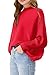 Girls Oversized Pullover Sweater Kids Fashion Batwing Long Sleeve Ribbed Knit Fall Tops Red