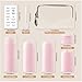 (5 pcs) Travel Cream Dispenser Bottles Set Travel Bottles Toiletry Containers Set, TSA Approved, Travel Essentials (pink)