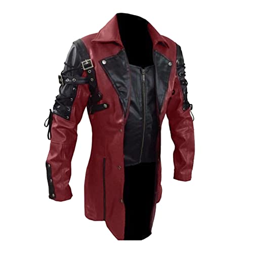 Veste en cuir vintage rouge taille S pour un look motard affirmé