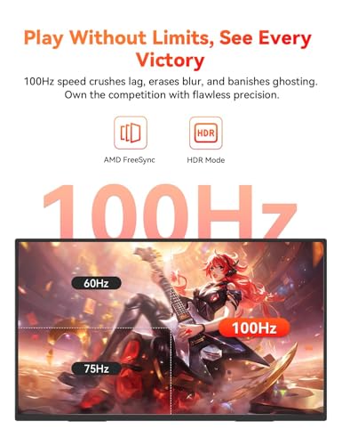 Image of HotYeah 23.8 inch 100Hz Portable Monitor, 1080P FHD 100% sRGB IPS USB-C HDMI Large External Monitor, Home Gaming 2nd Screen w /180 Adjustable Kickstand for MacBook, Laptop, PC, Phone, Tablet, Switch, PS5