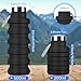 Rotayi Collapsible Water Bottle, 16oz Portable Reusable Silicone Water Bottle, BPA-Free Leak-Proof Foldable Design with Carabiner, Lightweight Durable for Gym, Travel, Camping, Hiking, Sports-Black