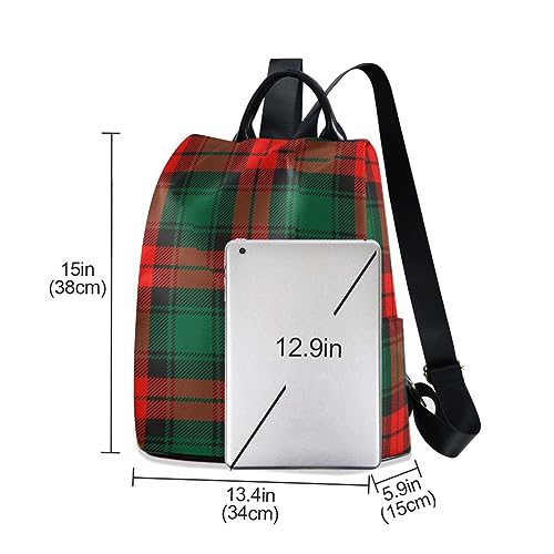 Image of ALAZA Christmas Tartan Plaid Backpack Purse for Women Anti Theft Fashion Back Pack Shoulder Bag