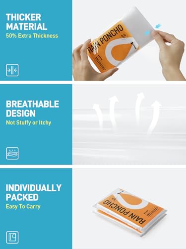 Image of SaphiRose Disposable Rain Ponchos Emergency Clear Poncho