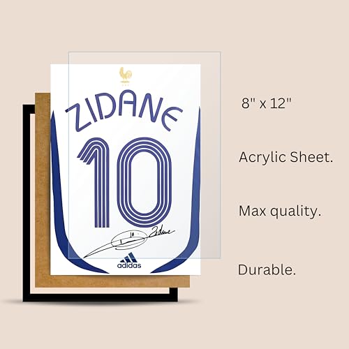 Image of Posternet Zinedine Zidane Wall Poster Frames | 8x12 inch | World Cup special signed Jerseys Series | Hanging Wall Artwork Frames for Living Room, Bedroom, Office and Etc
