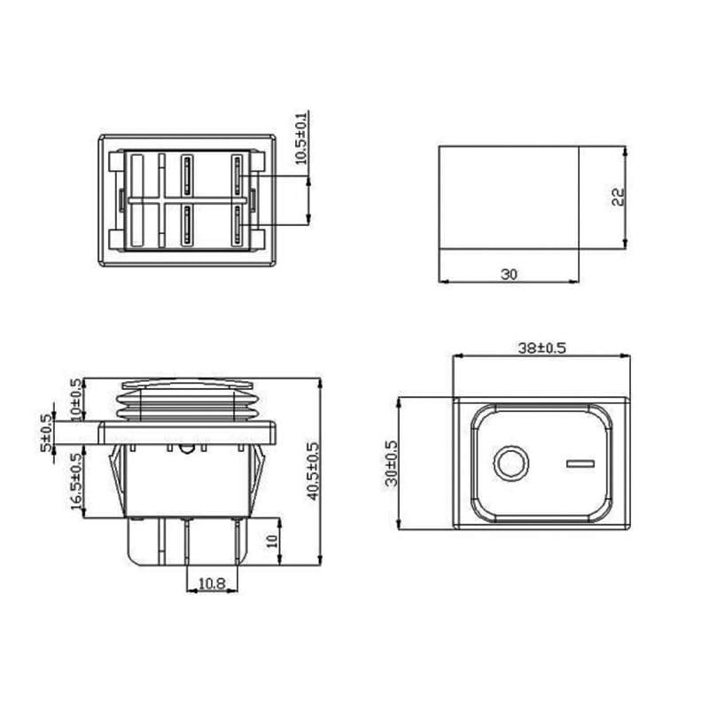 ON Off 30A 12V 24V LED Heavy Duty 4 Pin Snap in DPST IP67 Sealed Waterproof T85 Auto Boat Marine Toggle Rocker Switch(Blue LED)