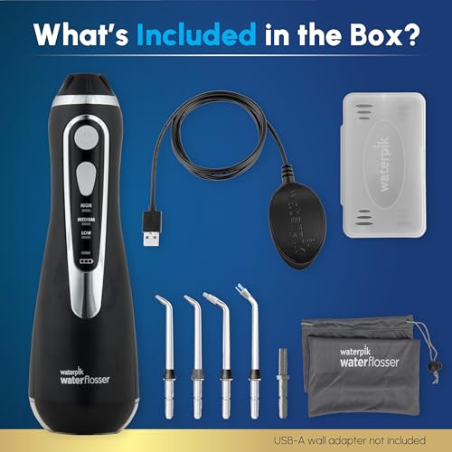 Image of Waterpik Cordless Advanced 2.0 Water Flosser for Teeth,Gums,Braces,Dental Care with Travel Bag and 4 Tips,ADA Accepted,Rechargeable,Portable,and Waterproof,Black WP-582,Packaging May Vary (Pack of 6)