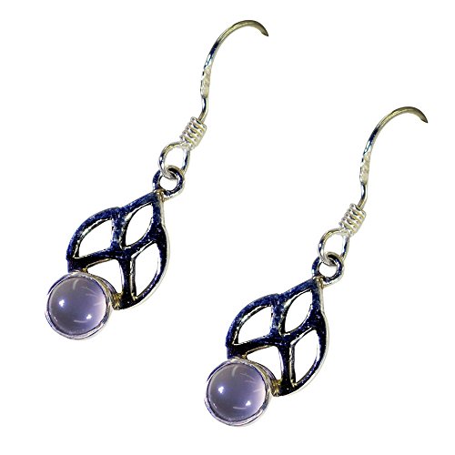 Boucles d'oreilles en quartz rose véritable femme argent long crochet fait main pierre naturelle
