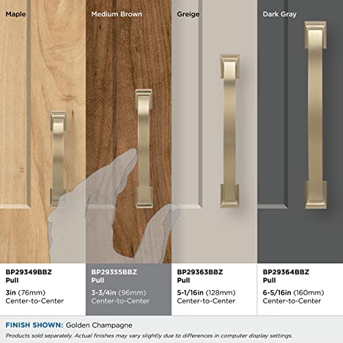 Image of Amerock | Cabinet Pull | Golden Champagne | 3-3 /4 inch (96 mm) Center to Center | Candler | 1 Pack | Drawer Pull | Drawer Handle | Cabinet Hardware