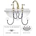 Beelee Gold Solid Brass Widespread Bathroom Faucet 3 Hole Two Handle Deck Mounted Faucet High Arc Lavatory Sink Taps with Ceramic Valve and 2 Hoses, Without Drain