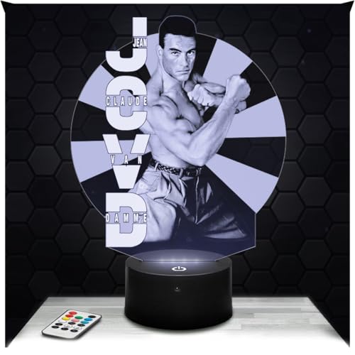 Lampephoto.fr - Lampe 3D Jean-Claude Van Damme Décoration Collection Acteur Belge, Idée Cadeau Homme Femme, Objet Jean-Claude Van Damme Veilleuse LED Adulte, Idée Cadeau Fan de Combat Effet Hologramme