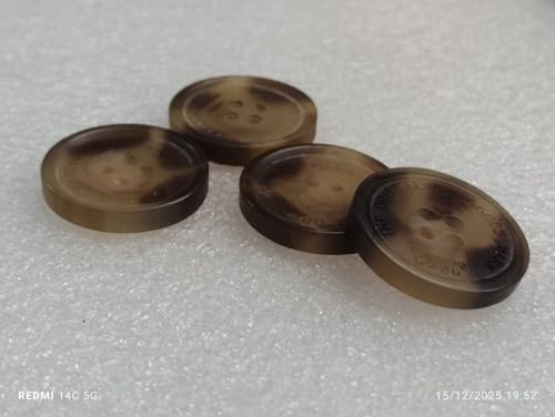 Image of Resin Buttons, 4 Holes, Brown Tortoise Shell Pattern, 23mm, Sewing Craft Supplies (100 pcs Packet)