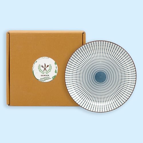 Image of Japanese Style 8-Inch Ceramic Round Dinner Plate - Microwave & Dishwasher Safe, 20.4x4.3cm Porcelain Dish for Seafood, Appetizers & Snacks, Spring (1 Piece)