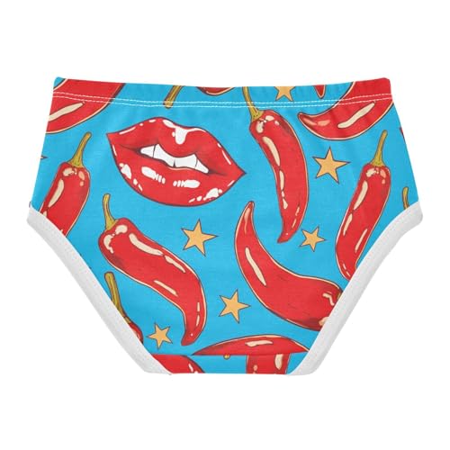 Wusikd Lips Chili Peppers Girls' Underwear Cotton Stars Girls Briefs Soft Toddler Underwear 2T2